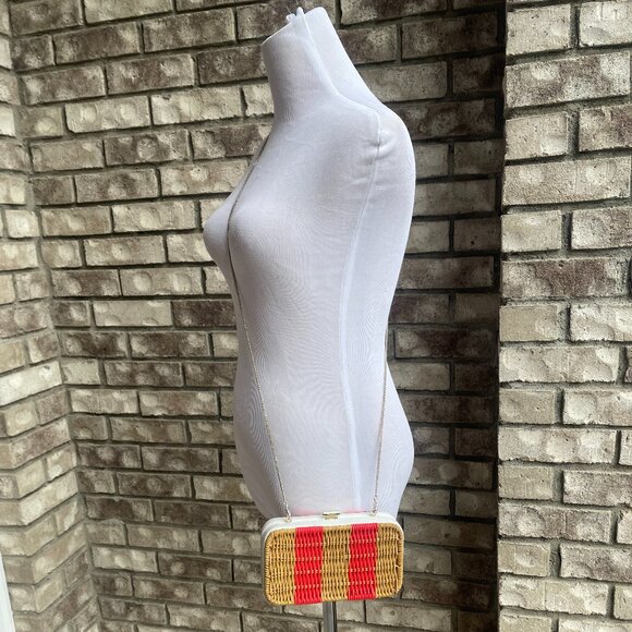 KATE SPADE KITT WICKER CONVERTIBLE CLUTCH CROSSBODY BAG Rectangular Casual - Picture 5 of 16